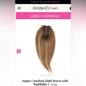 Hidden Crowns topper extension medium brown dark blonde REAL hair